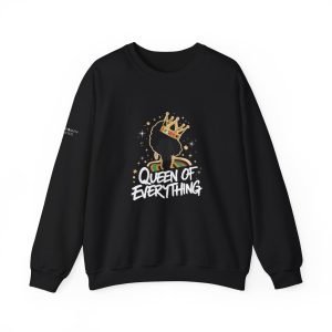 Queen of Everything Crewneck Sweatshirt with Iconic Logo Sleeve Detail